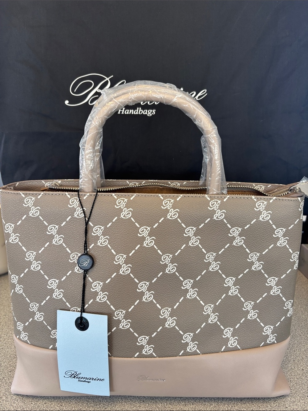 Blumarine Taupe/Taupe color D99 Monogram Tote